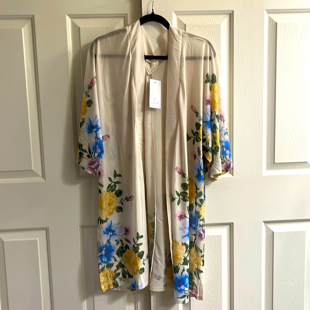 Ember Womens Sheer Open Front
Kimono Cardigan topper Floral Size S